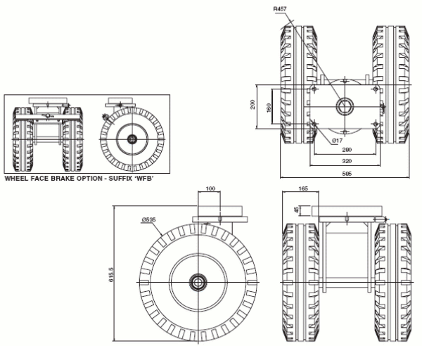 Twin Pneumatic Tyred Castor (4200kg)